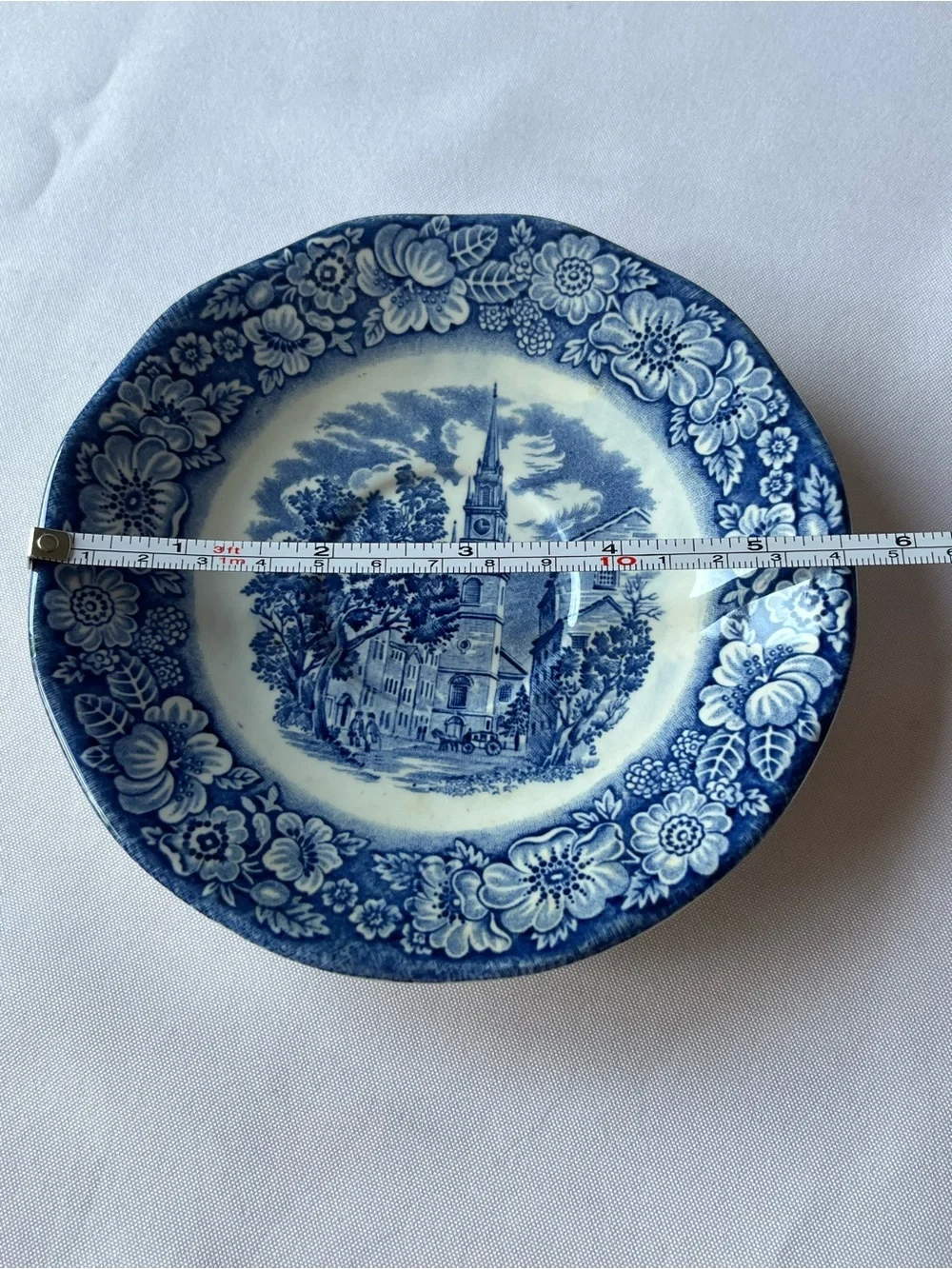 Vintage Liberty Blue Saucer Old North Church Staffordshire England Scene